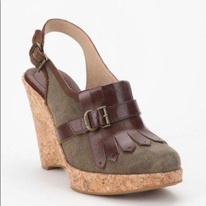 NWOT Frye Pepper Kilitie Leather Strap Back Wedges